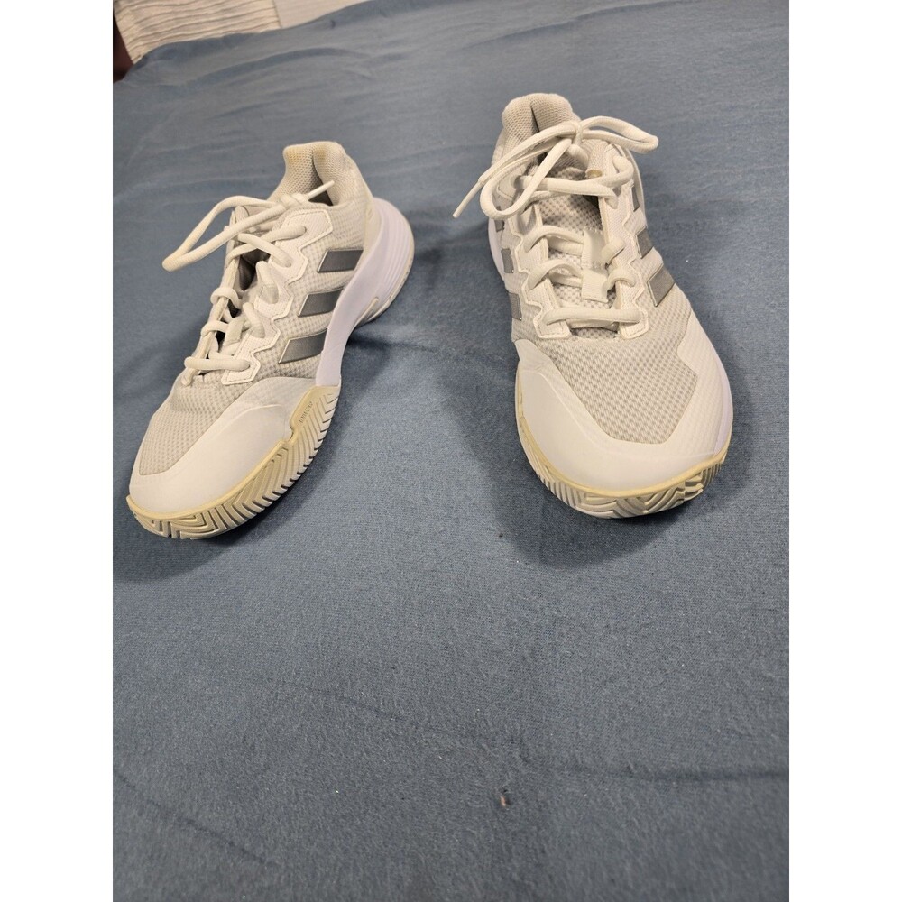 Adidas GameCourt 2.0 White Silver Metallic Shoes Women’s Sz 8 (HQ8476)